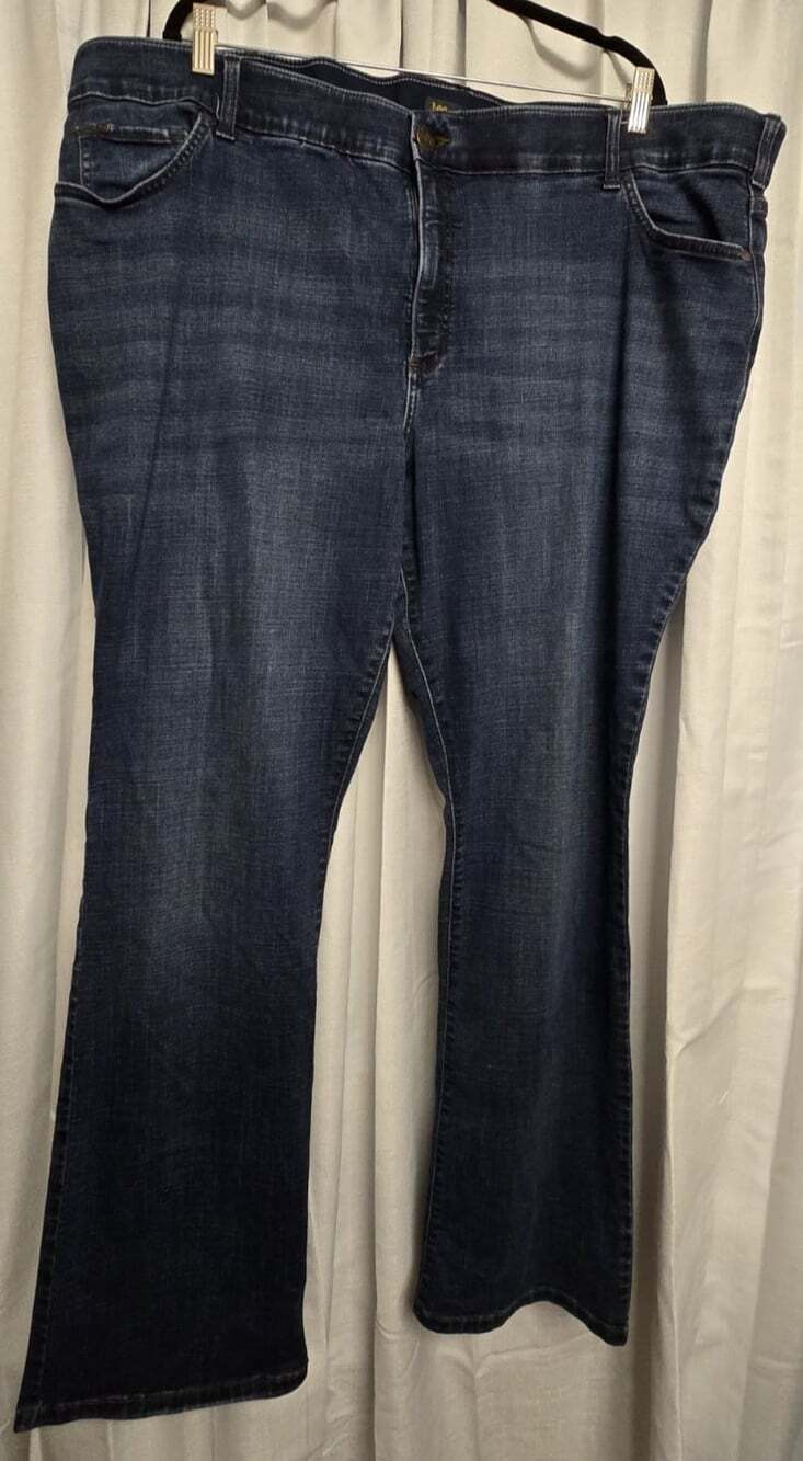 Lee Flex Motion Plus Size 28W Tall Mid Rise Bootcut Blue Stretch 5-Pocket Jeans - Picture 6 of 11
